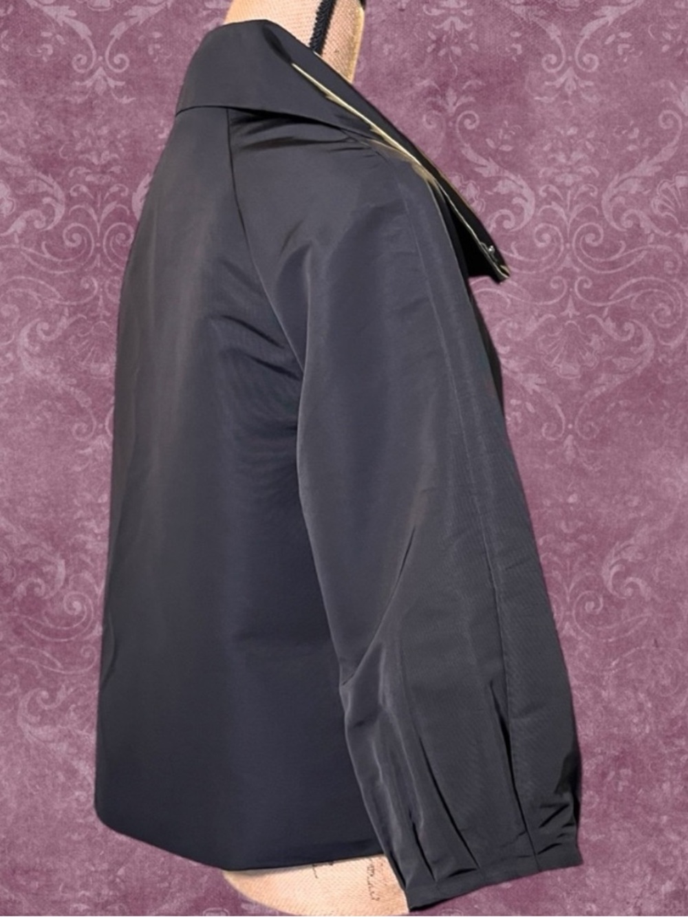 Rafaella Black Jacket Oversized Collar 3/4 Sleeves Side Pockets Small - Picture 8 of 15